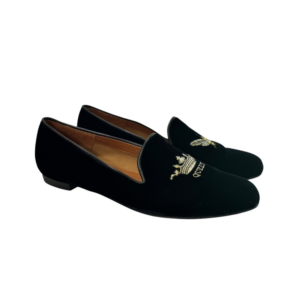 Jon Josef Velvet Gatsby Royalcore Academia Loafers Queen Bee Women 12 Black Gold